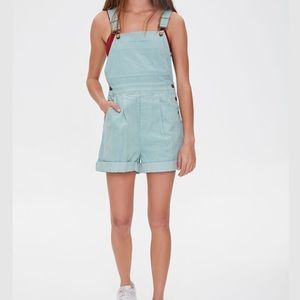 Corduroy Overall Shorts in Pistschio